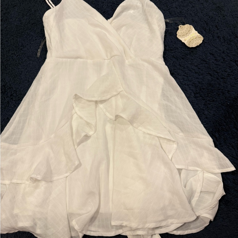Elegant White Spaghetti Straps Dress